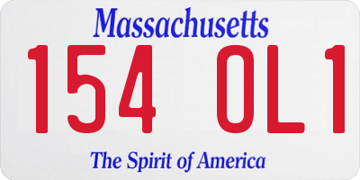 MA license plate 154OL1