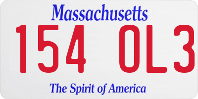 MA license plate 154OL3