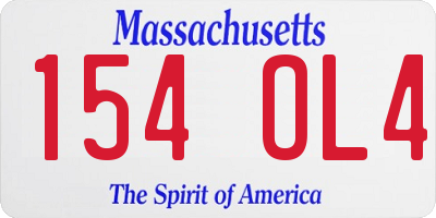 MA license plate 154OL4