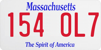MA license plate 154OL7