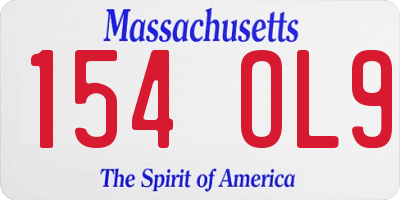 MA license plate 154OL9