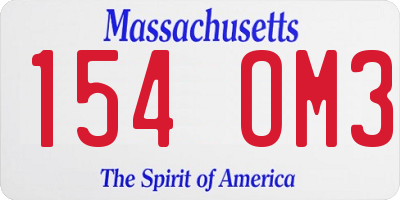MA license plate 154OM3