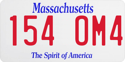 MA license plate 154OM4