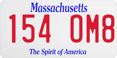 MA license plate 154OM8