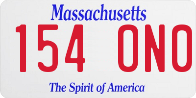 MA license plate 154ON0