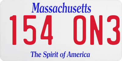 MA license plate 154ON3