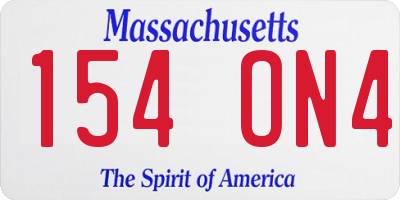 MA license plate 154ON4