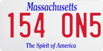 MA license plate 154ON5