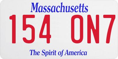 MA license plate 154ON7