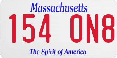 MA license plate 154ON8