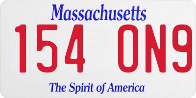 MA license plate 154ON9