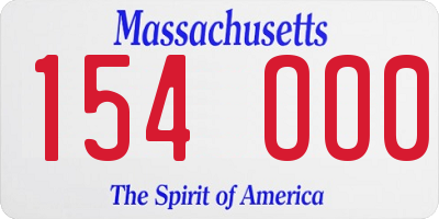 MA license plate 154OO0