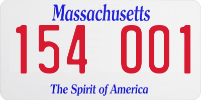 MA license plate 154OO1
