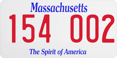 MA license plate 154OO2