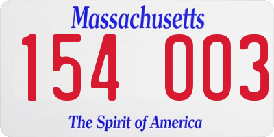 MA license plate 154OO3