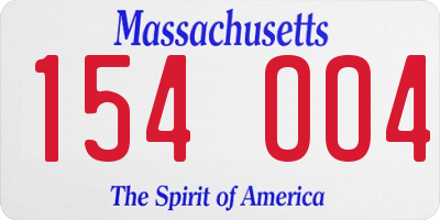 MA license plate 154OO4