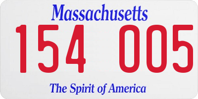 MA license plate 154OO5