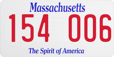 MA license plate 154OO6