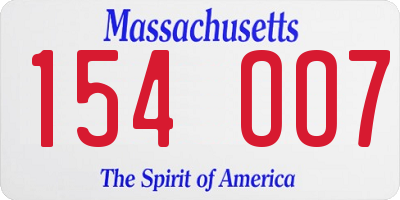 MA license plate 154OO7