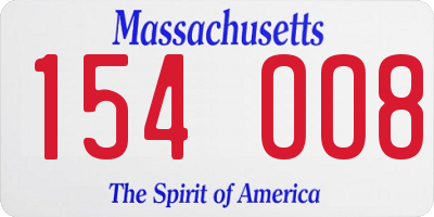 MA license plate 154OO8
