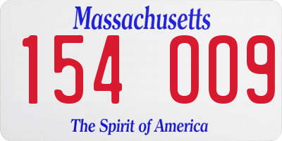 MA license plate 154OO9