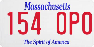 MA license plate 154OP0