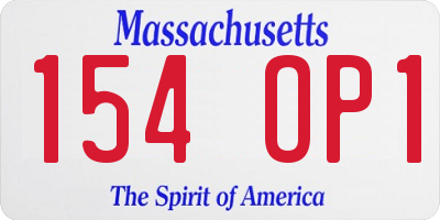 MA license plate 154OP1