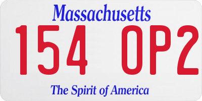 MA license plate 154OP2