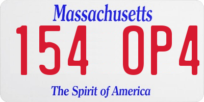 MA license plate 154OP4