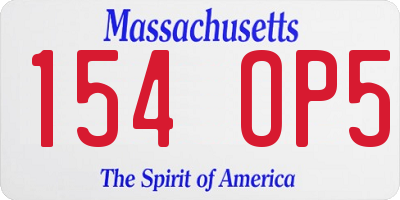 MA license plate 154OP5