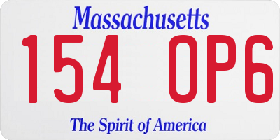 MA license plate 154OP6