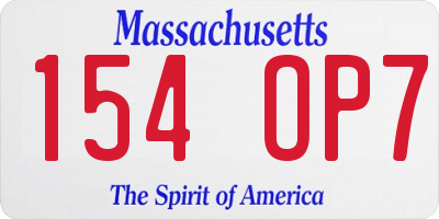 MA license plate 154OP7