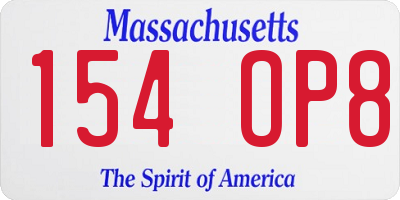 MA license plate 154OP8