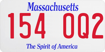 MA license plate 154OQ2