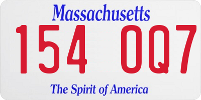 MA license plate 154OQ7