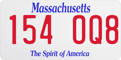 MA license plate 154OQ8