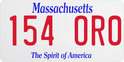 MA license plate 154OR0
