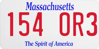 MA license plate 154OR3