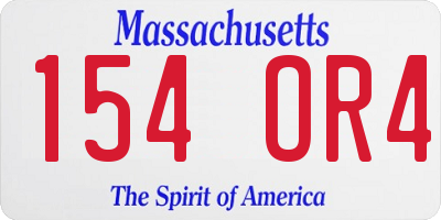 MA license plate 154OR4