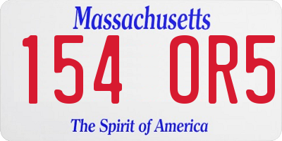 MA license plate 154OR5