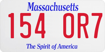MA license plate 154OR7