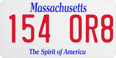 MA license plate 154OR8