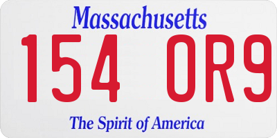 MA license plate 154OR9