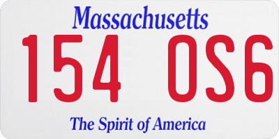 MA license plate 154OS6