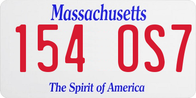 MA license plate 154OS7