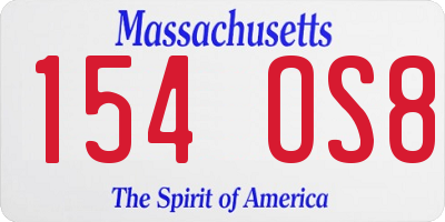 MA license plate 154OS8