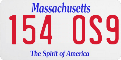 MA license plate 154OS9