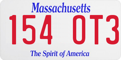 MA license plate 154OT3