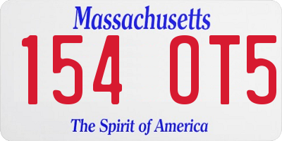 MA license plate 154OT5