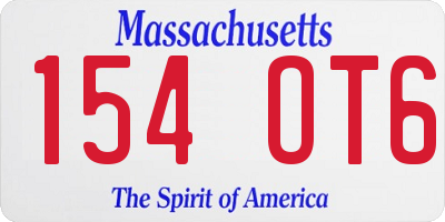 MA license plate 154OT6